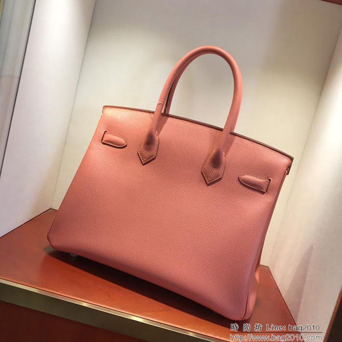 HERMES愛馬仕 鉑金包 Birkin 30cm Epsom L5 Crevette 龍蝦粉 金扣 頂級工藝 全手工 蠟線縫製 法國原廠工匠 時尚手提包  Ama1221